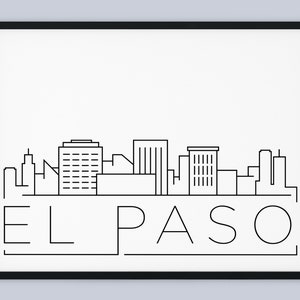 El Paso Skyline Print, Texas Printable, El Paso  Poster, El Paso City Print, El Paso Landmark Poster, Minimalist Art, INSTANT DOWNLOAD
