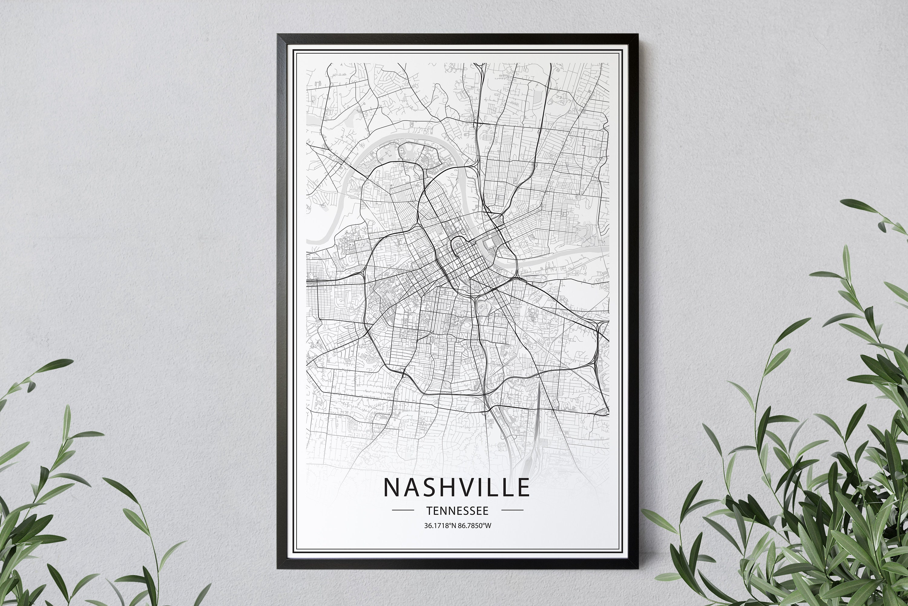 Nashville Tennessee Map Art Print: City Street Map Poster (instant  Download) - Etsy, image size:3000x2001