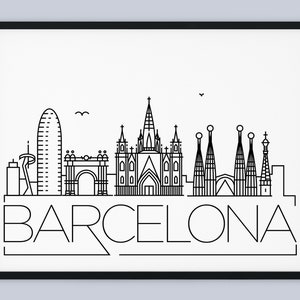 Barcelona Skyline Druck, Spanien druckbare, Barcelona Poster, Barcelona Stadt Druck, Barcelona Druck Kunst, Reise-Dekor, INSTANT DOWNLOAD
