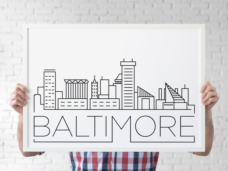 Minimalist Baltimore Skyline Art Print (instant Download) - Etsy