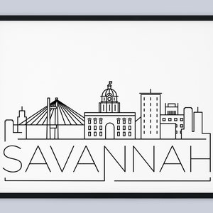 Savannah Skyline Print, Georgia Afdrukbaar, Savannah Poster, Savannah City Print, Savannah Print Art, INSTANT DOWNLOAD