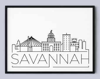 Savannah Skyline Print, Georgia Printable, Savannah Poster, Savannah City Print, Savannah Print Art, INSTANT DOWNLOAD