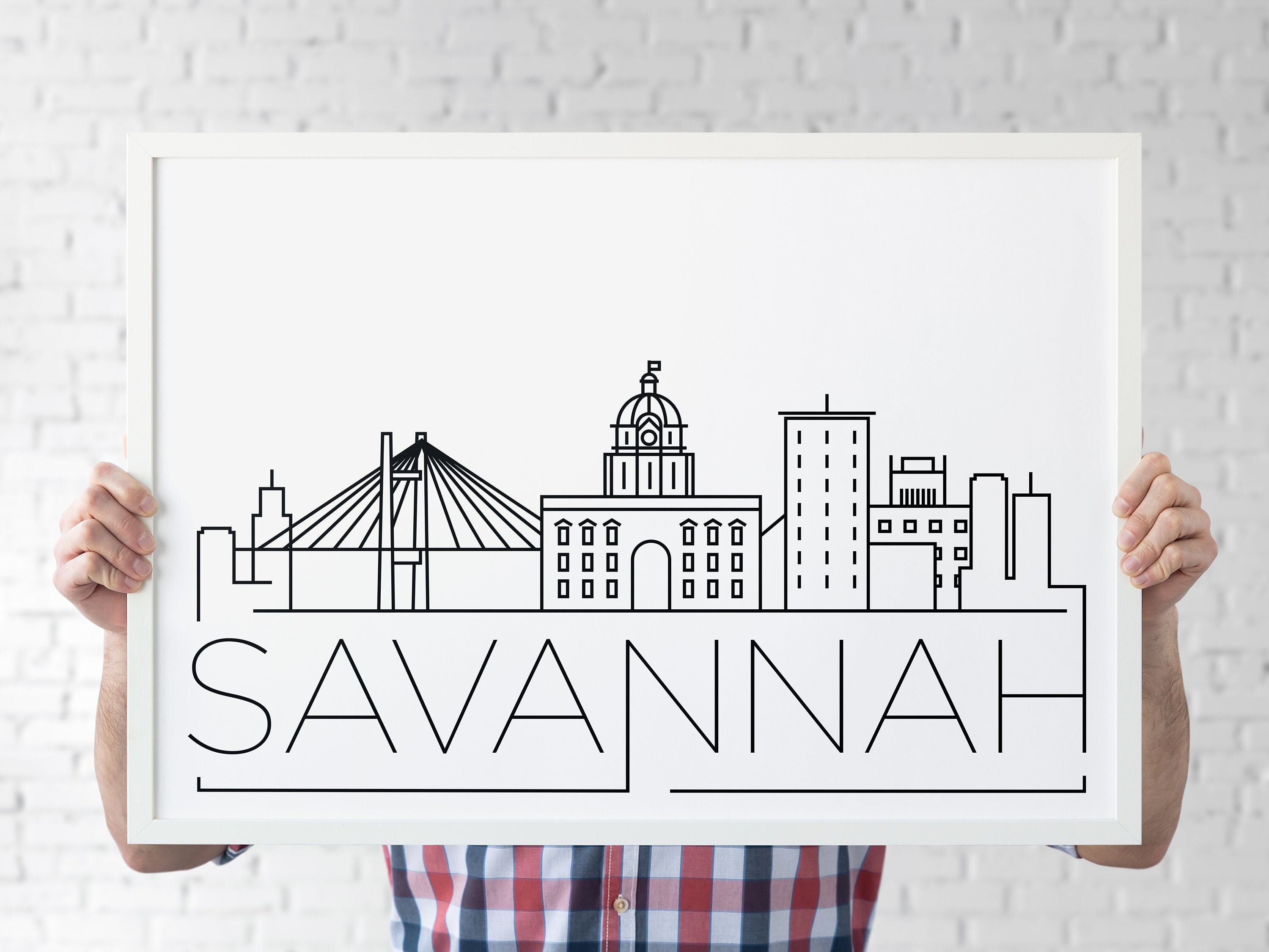Savannah Skyline Print, Georgia Printable, Savannah Poster, Savannah ...