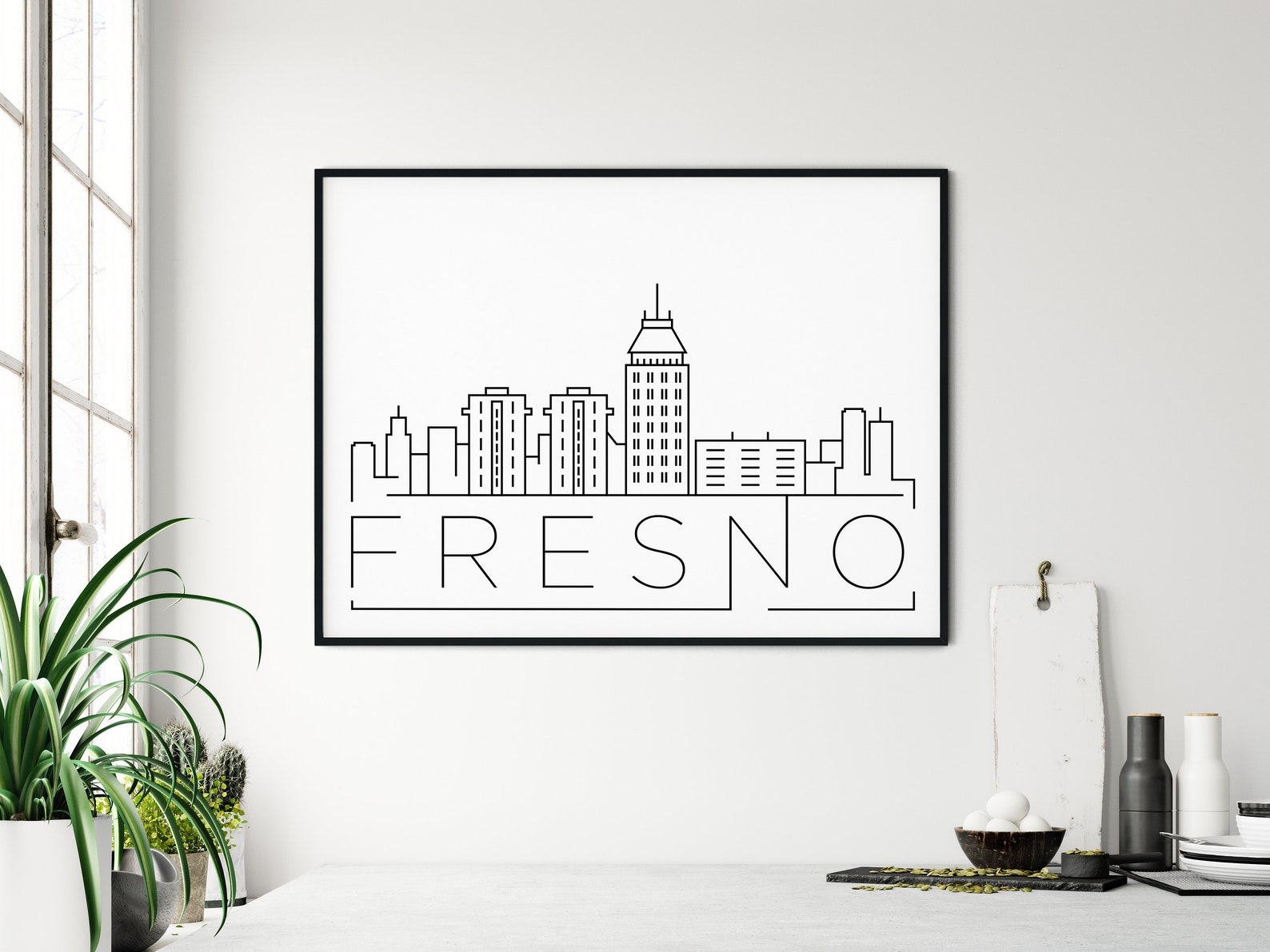 Fresno Skyline Print, California Printable, Fresno Poster, Fresno City