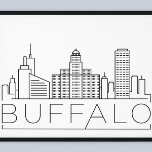 Buffalo Skyline Print, New York Printable, Buffalo Poster, Buffalo City Print, Buffalo Landmark Poster, Minimalist Art, INSTANT DOWNLOAD
