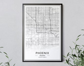 Phoenix Arizona Map Art Print: Cityscape Wall Decor (Instant Download)
