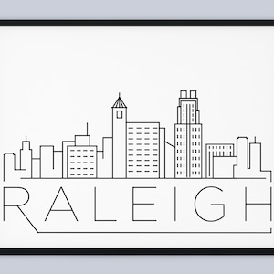 Raleigh Skyline Print, North Carolina Printable, Raleigh Poster, Raleigh City Print, Raleigh Landmark, Minimalist Art, INSTANT DOWNLOAD