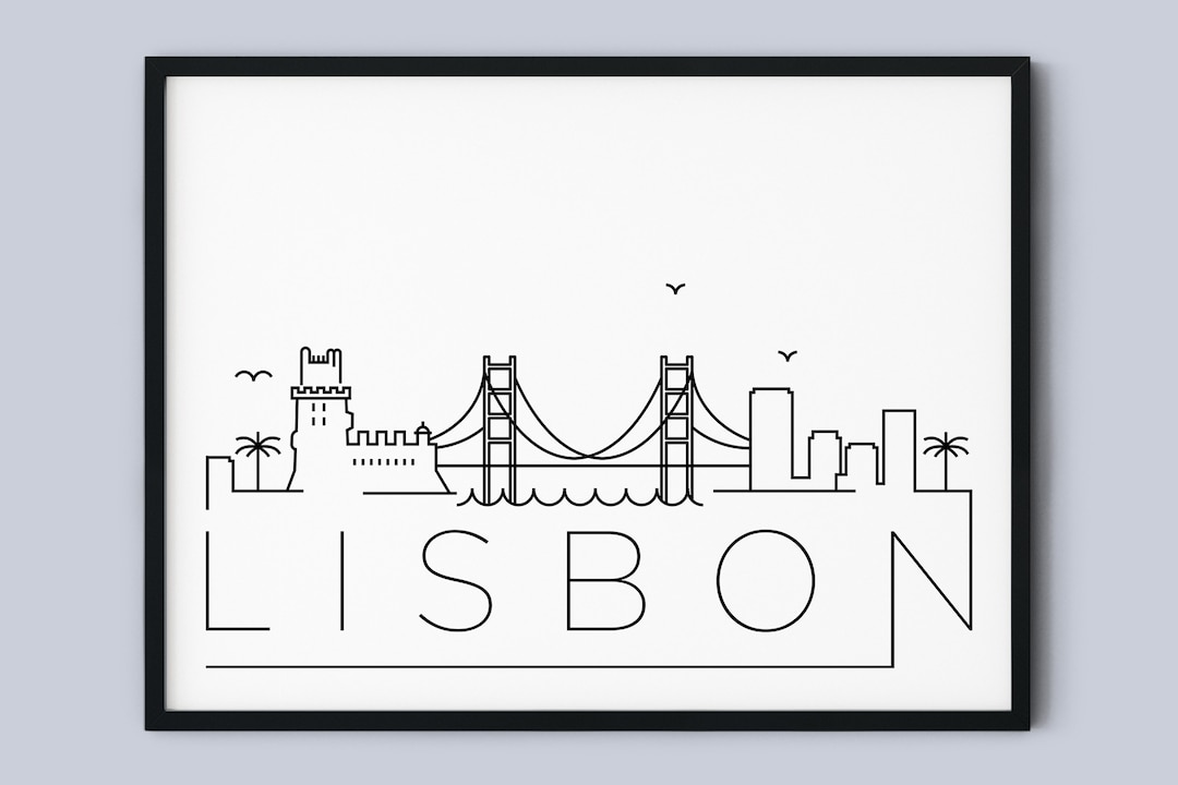 Lisbon Skyline Print, Portugal Printable, Lisbon Landmark Poster
