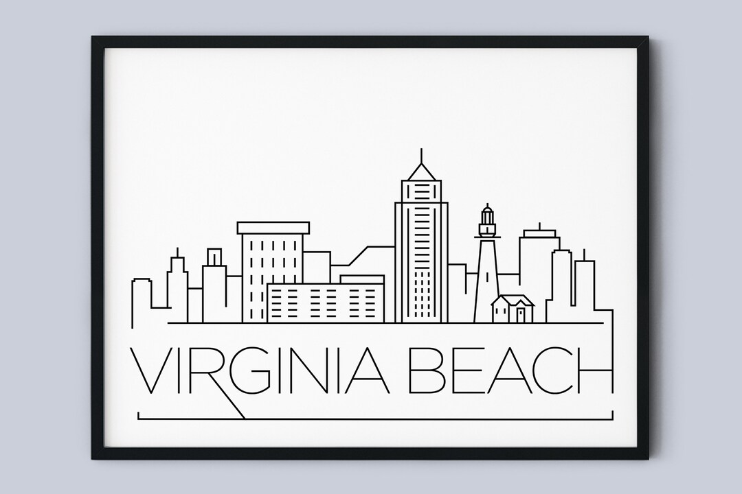 Virginia Beach Skyline Print, Virginia Printable, Virginia Beach Poster ...