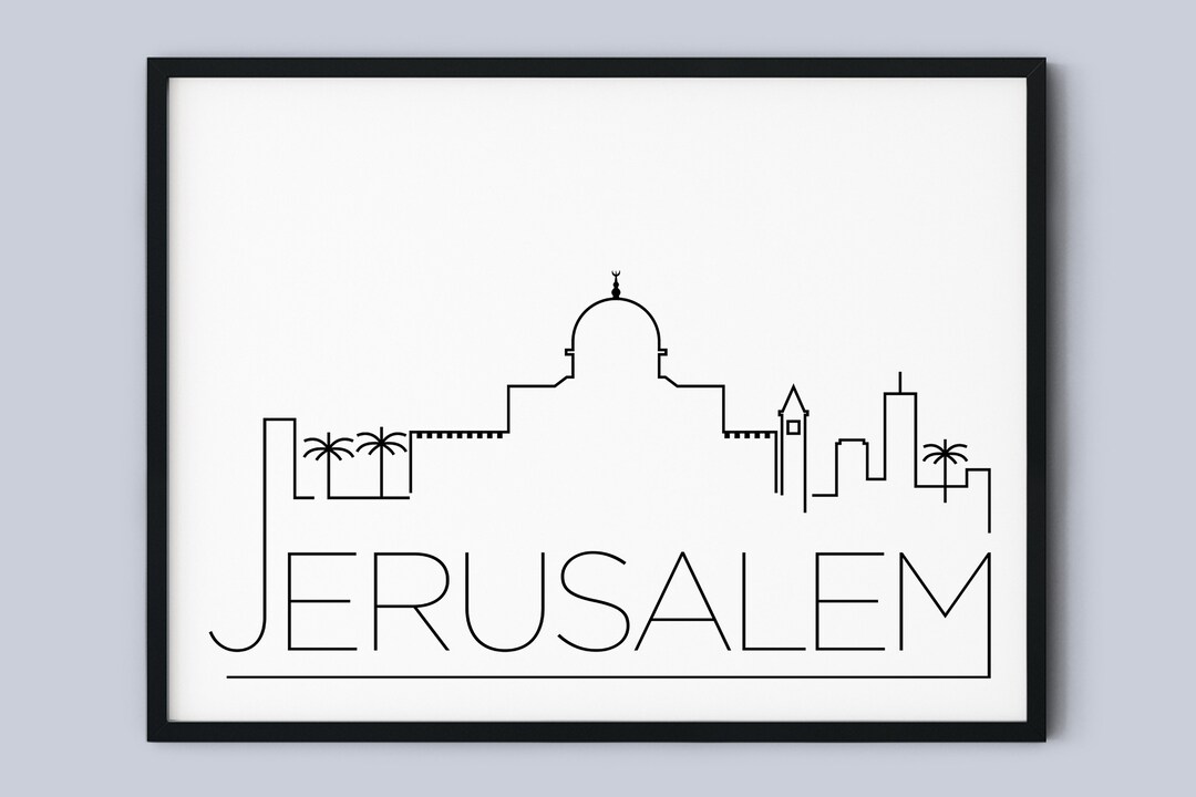 Jerusalem Skyline Print, Palestine Printable, Jerusalem Landmark Poster ...