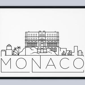 Monaco Skyline Print, Monaco Printable, Monaco Landmark Poster, Monaco City Print, Monaco Print Art, Monaco Travel Decor, INSTANT DOWNLOAD
