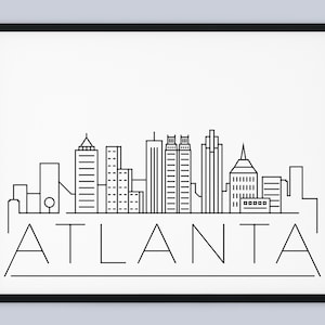 Atlanta Skyline Print, Georgia Printable, Atlanta Poster, Atlanta City Print, Minimalist Art, Atlanta Landmark Poster, INSTANT DOWNLOAD