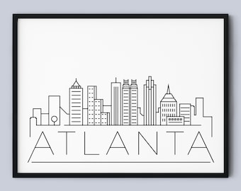 Atlanta Skyline Print, Georgia Printable, Atlanta Poster, Atlanta City Print, Minimalist Art, Atlanta Landmark Poster, INSTANT DOWNLOAD