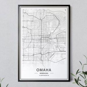 Omaha Map Print, Nebraska Map Poster, Omaha Street Map, Nebraska Wall Art, Printable Decor, US Maps, Omaha City Map, INSTANT DOWNLOAD