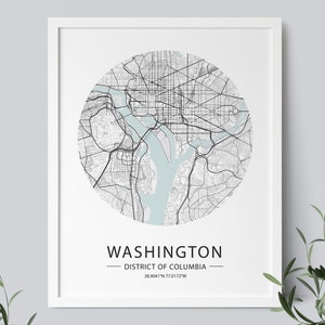 Washington Karte Drucken, District of Columbia Karte Poster, Washington Street Karte, D.C. Kunst, US-Karten, Washington druckbare Karte, INSTANT DOWNLOAD