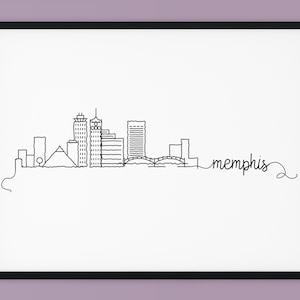 Memphis Skyline Print, Tennessee Printable Decor, Memphis Pen Line Print, Minimalistische Muur kunst, silhouet Landmark Poster, INSTANT DOWNLOAD