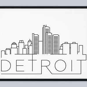 Detroit Skyline Print, Michigan Printable, Detroit Poster, Detroit City Print, Detroit Landmark Poster, Minimalist Art, INSTANT DOWNLOAD