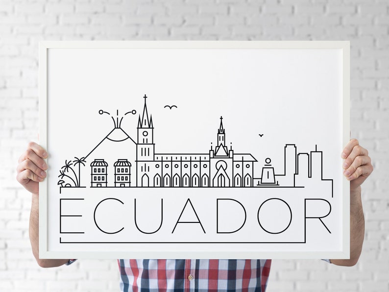 Ecuador Skyline Print, Ecuador Printable, Ecuador Poster, Quito City ...