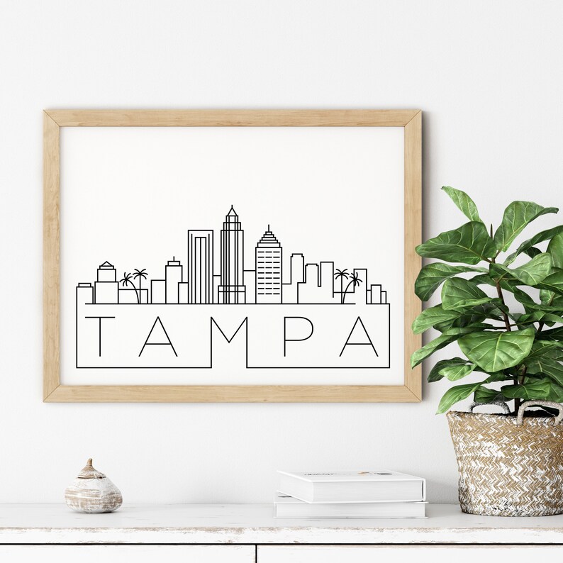 Tampa Skyline Print Florida Printable Tampa Poster Tampa Etsy