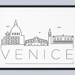 Venice Skyline Print, Italy Printable, Venice Landmark Poster, Venice City Print, Venice Print Art, Italy Travel Decor, INSTANT DOWNLOAD