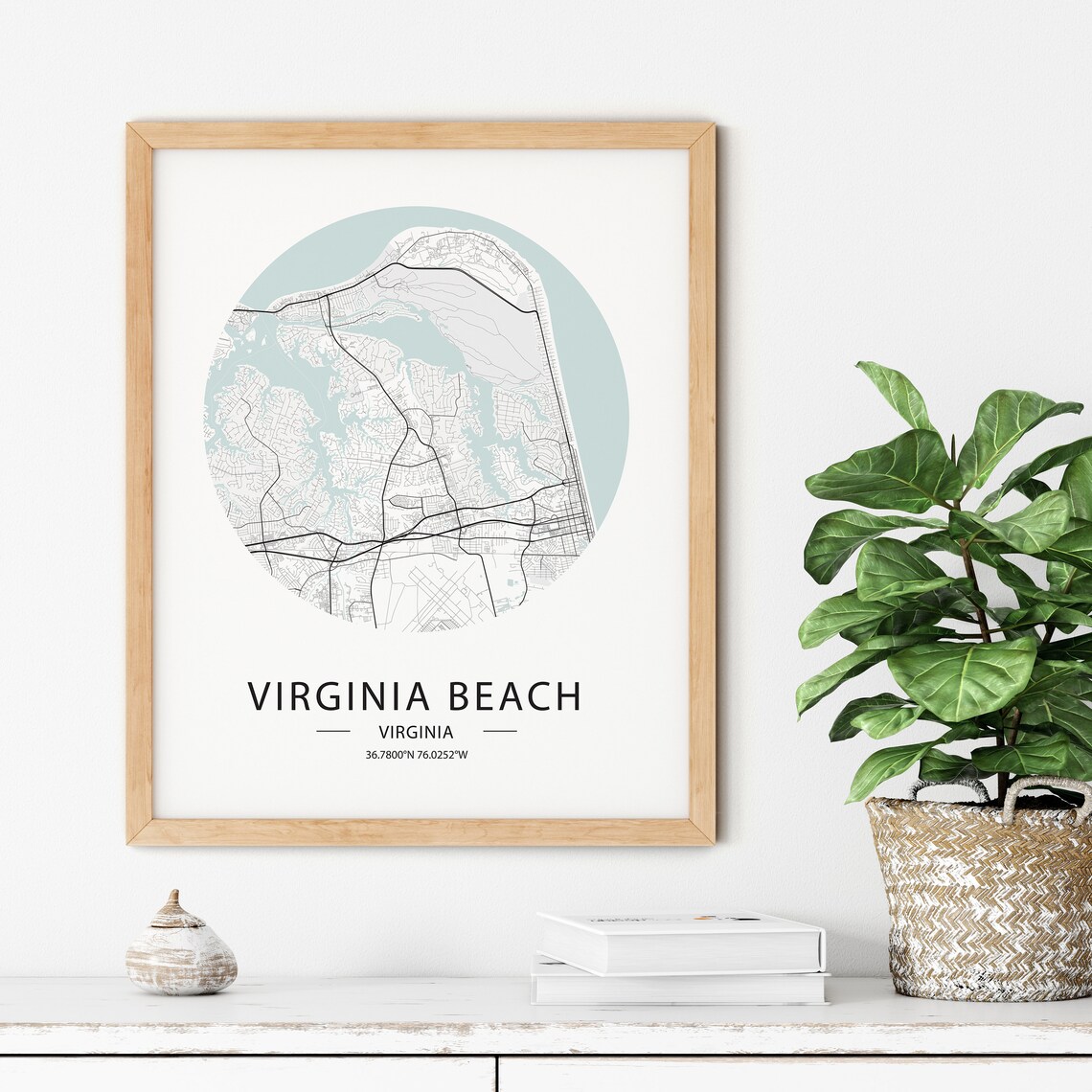 Virginia Beach Map Print, Virginia Map Poster, Virginia Beach Street