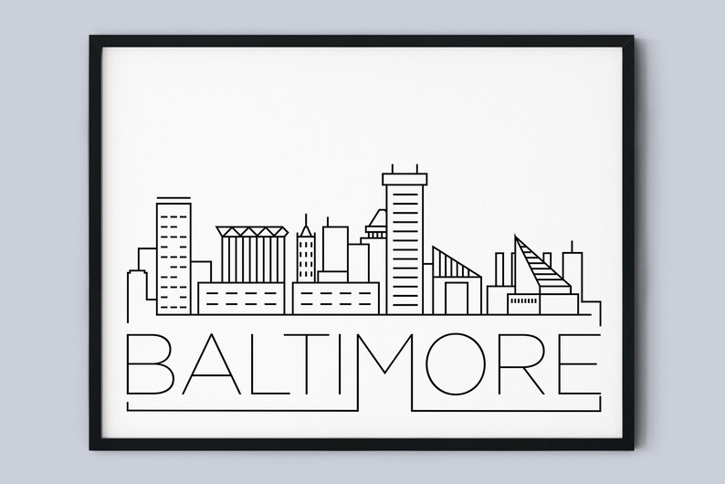 Minimalist Baltimore Skyline Art Print (instant Download) - Etsy