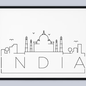 India Skyline Print, Agra Printable, India Poster, Agra City Print, India Print Art, Taj Mahal Travel Decor, INSTANT DOWNLOAD