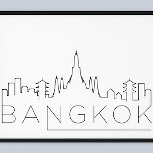 Bangkok Skyline Print, Thailand Printable, Bangkok Poster, Bangkok City Print, Bangkok Print Art, Travel Decor, INSTANT DOWNLOAD