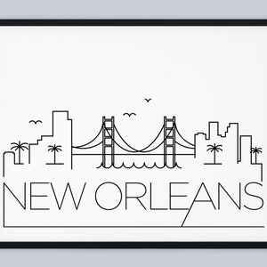 New Orleans Skyline Druck, Louisiana druckbare, New Orleans Poster, New Orleans City Druck, New Orleans Wahrzeichen Kunst, INSTANT DOWNLOAD