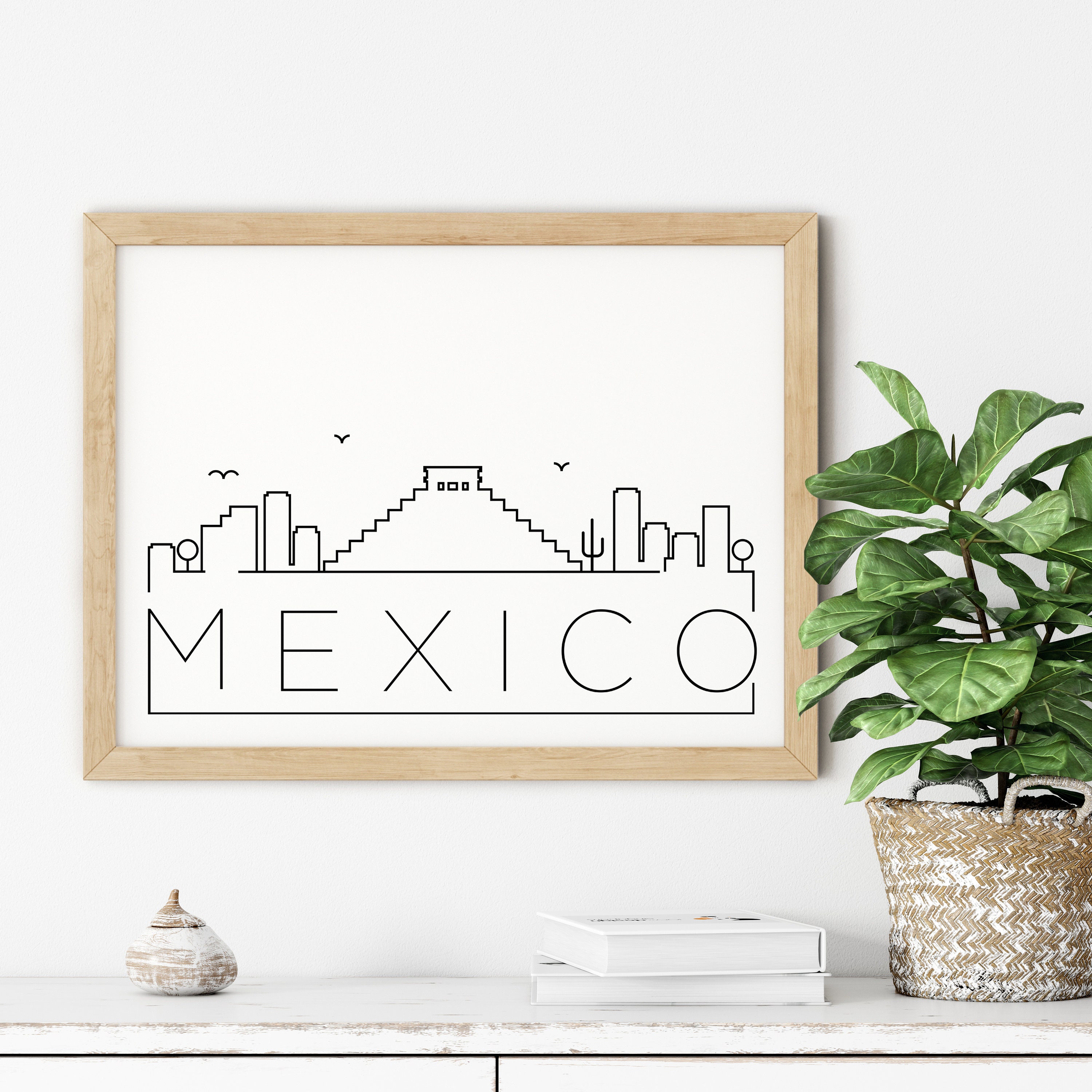 City INSTANT Print, Decor, Minimalist Poster, - Mexico Landmark Mexico Art, Mexico Mexico Print, DOWNLOAD Printable, Etsy Mexico Skyline