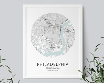 Philadelphia Map Art Print: Pennsylvania Street Map (Instant Download)