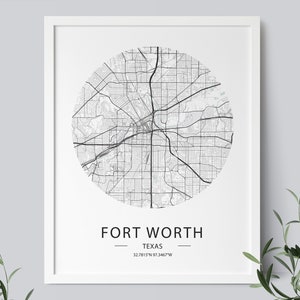 Fort Worth Karte Drucken, Fort Worth Karte Poster, Fort Worth Straße Karte, Karte von Fort Worth, Fort Worth Texas, El Paso Druck, INSTANT DOWNLOAD