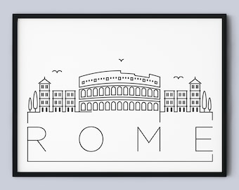 Rome Skyline Print: Colosseum, Italy Travel Art (Instant Download)