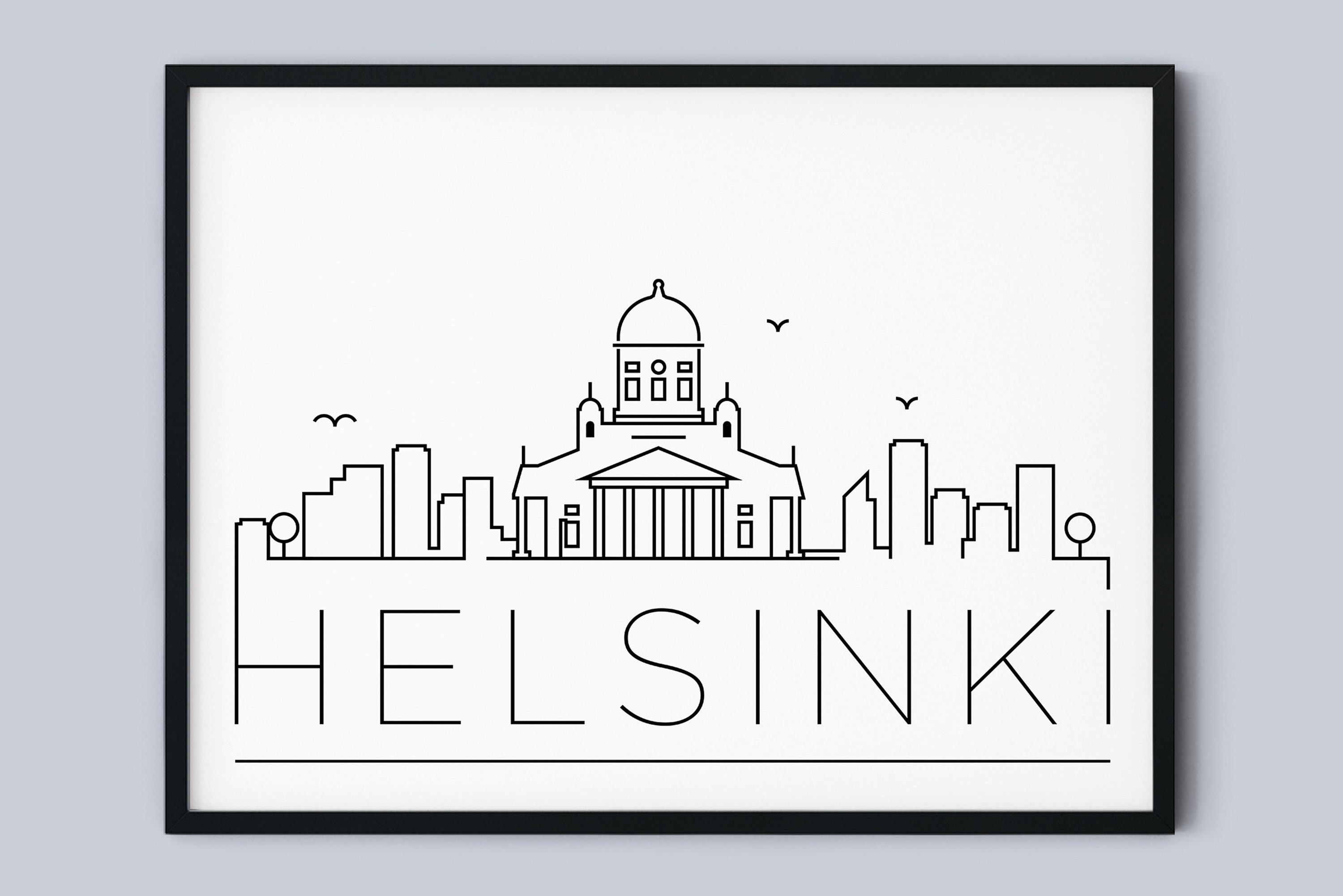 Helsinki Skyline Print Finland Printable Helsinki Poster Etsy UK