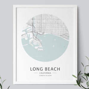 Lange Strand Karte Drucken, Long Beach Karte Poster, Long Beach Street Karte, Karte von Long Beach, Long Beach California, INSTANT DOWNLOAD
