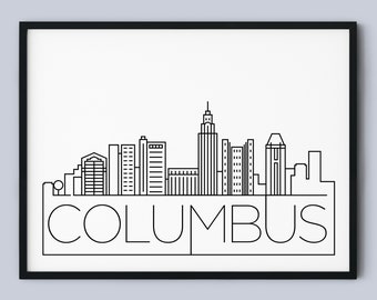 Columbus Skyline Print, Ohio Printable Art, Columbus Poster, Columbus Print, Columbus Landmark Poster, Minimalist Art, INSTANT DOWNLOAD