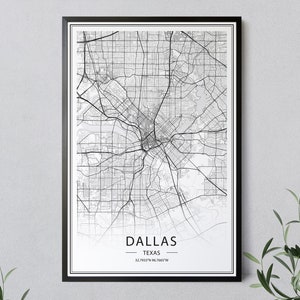 Dallas Map Print, Texas Map Poster, Dallas Street Map Decor, Texas Wall Art, US Maps, Dallas Map Printable, INSTANT DOWNLOAD