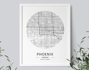 Phoenix Arizona Map Art Print: Modern Cityscape Wall Decor (Instant Download)