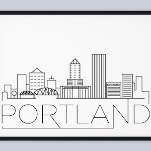 Portland Skyline Druck, Oregon druckbare, Portland Poster, Portland City Druck, Portland Wahrzeichen Dekor, minimalistische Kunst, INSTANT DOWNLOAD