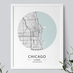 Chicago Map Print, Chicago Map Poster, Chicago Street Map, Map of Chicago, Illinois Decor, Chicago Print, INSTANT DOWNLOAD