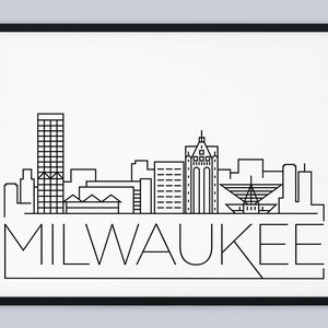 Milwaukee Skyline Print, Wisconsin Printable, Milwaukee Poster, Milwaukee Print, Milwaukee Landmark Decor, Minimalist Art, INSTANT DOWNLOAD