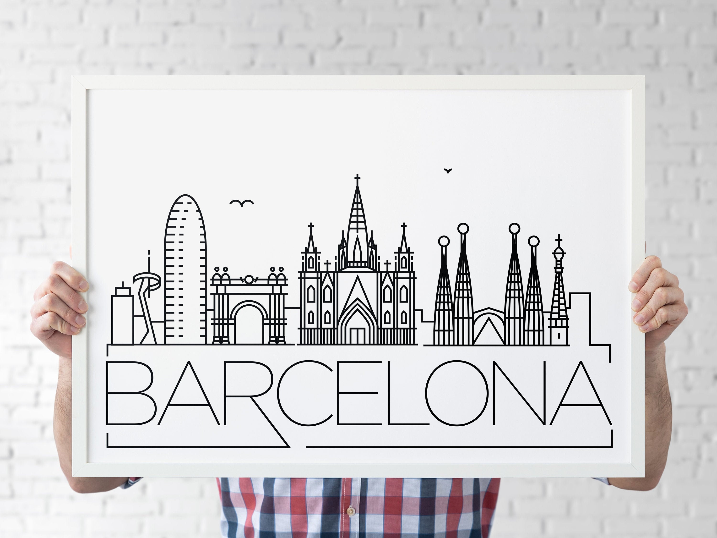 Barcelona Skyline Print, Spain Printable, Barcelona Poster, Barcelona ...