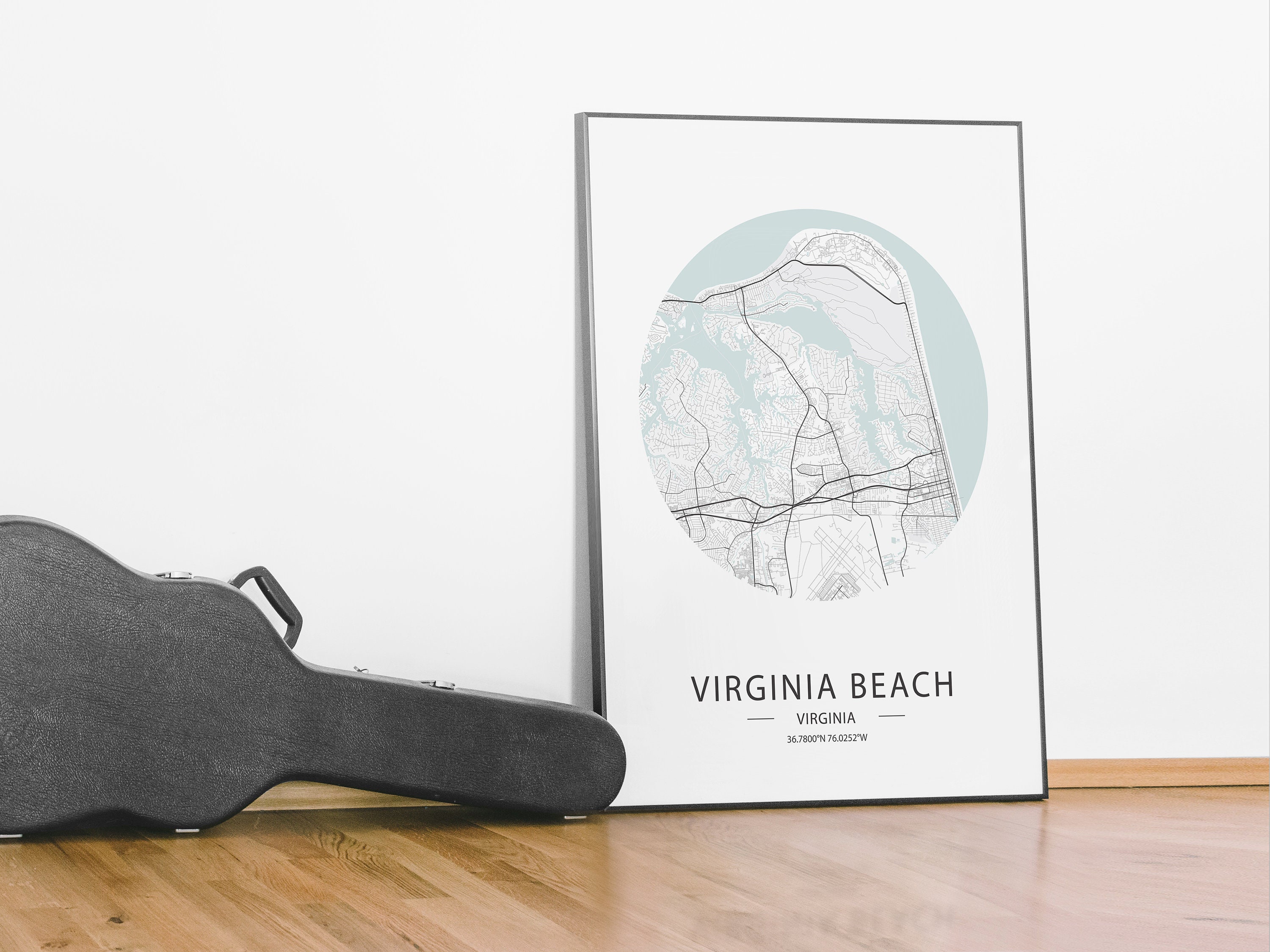 Virginia Beach Map Print Virginia Map Poster Virginia Beach | Etsy