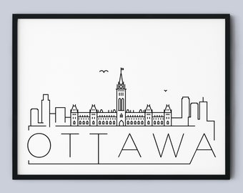 Ottawa Skyline Print, Ontario Printable, Ottawa Poster, Ottawa City Print, Ottawa Landmark Decor, Canada Minimalist Art, INSTANT DOWNLOAD
