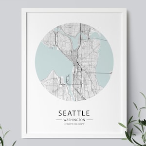 Seattle Map Print, Washington Map Poster, Seattle Street Map, Washington Wall Art, US Maps, Seattle Printable Map, INSTANT DOWNLOAD