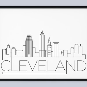 Cleveland Skyline Print, Ohio Printable, Cleveland Poster, Cleveland City Print, Cleveland Landmark Poster, Minimalist Art, INSTANT DOWNLOAD