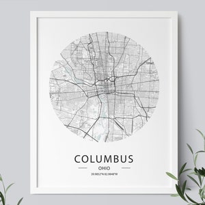 Columbus Map Print, Columbus Map Poster, Columbus Street Map, Map of Columbus, Columbus Ohio Decor, Columbus Print, INSTANT DOWNLOAD