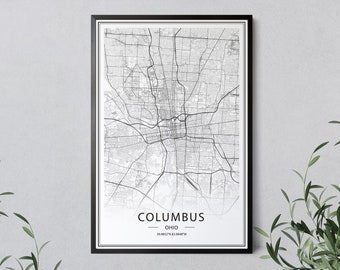 Columbus Ohio Map Kunstdruck: Stadtplan Straßenkarte Poster (Instant Download)