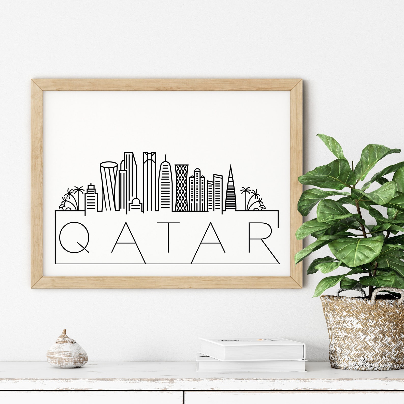 Qatar Skyline Print, Qatar Printable, Doha Poster, Doha City Print