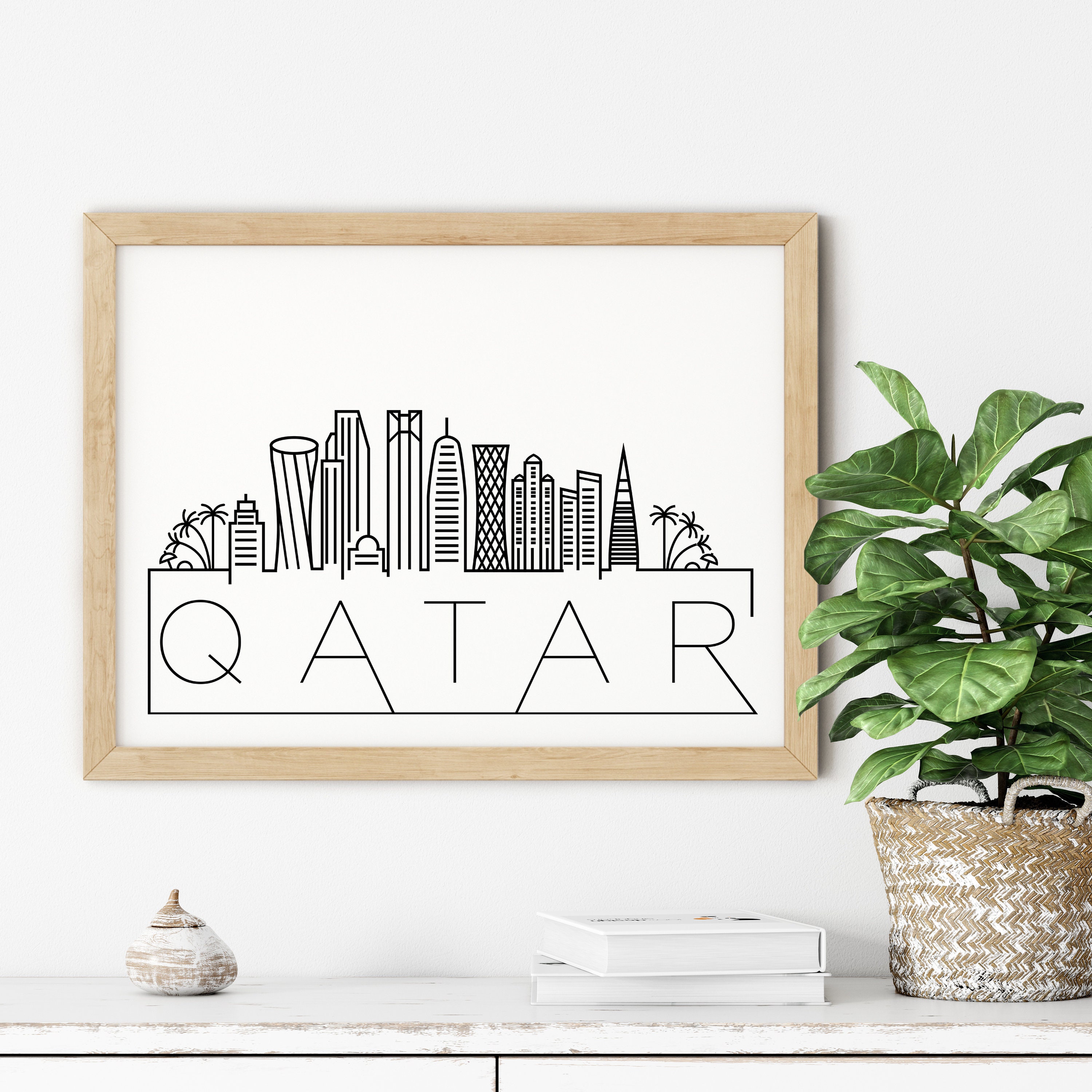 Qatar Skyline Print, Qatar Printable, Doha Poster, Doha City Print